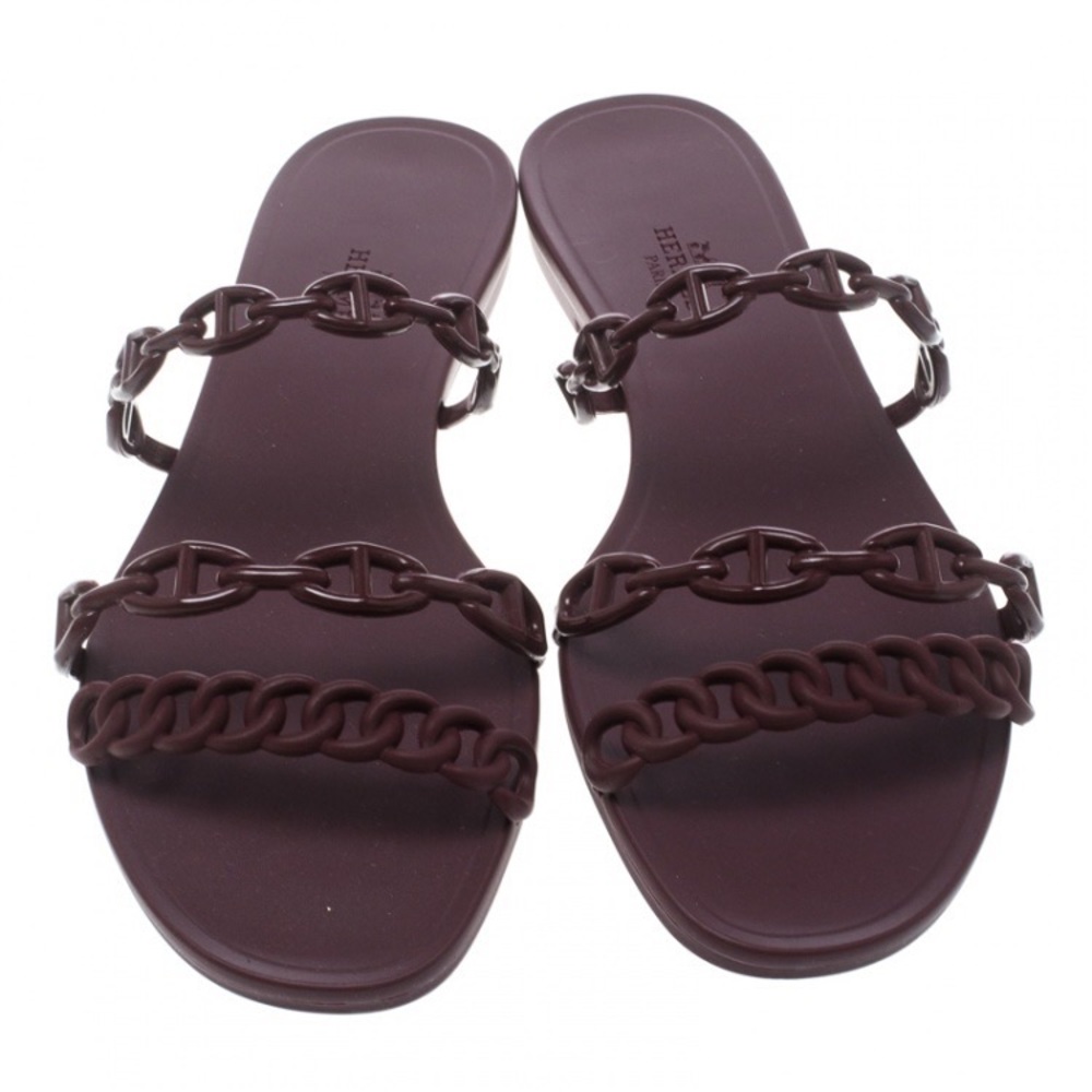 Hermes Burgundy Rubber D'ancre Chaine Rivage Sandals Size 36